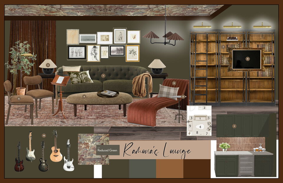 Cozy and Inviting Basement Lounge &  Music Room Casey H. Moodboard 2 thumb