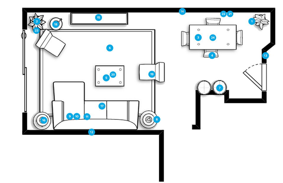 Online Designer Combined Living/Dining Floorplan