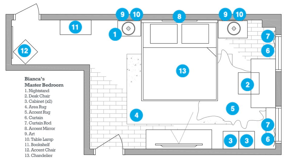 Online Designer Bedroom Floorplan