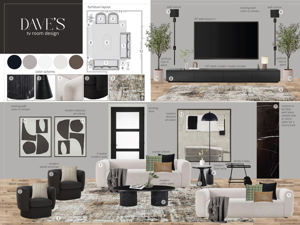 Elegant Modern Basement TV Room Makeover Sharné L. Moodboard 2 thumb