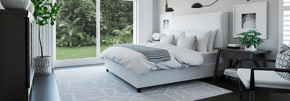 Modern White & Grey Bedroom Interior Design- After Rendering