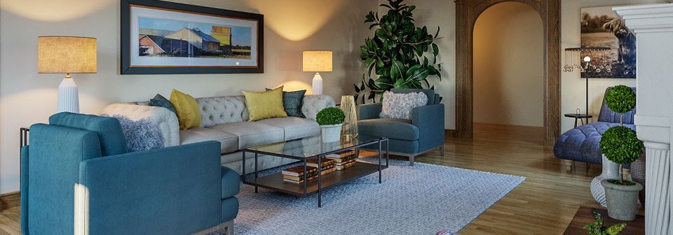 Cozy Natural Living Room Design- After Rendering