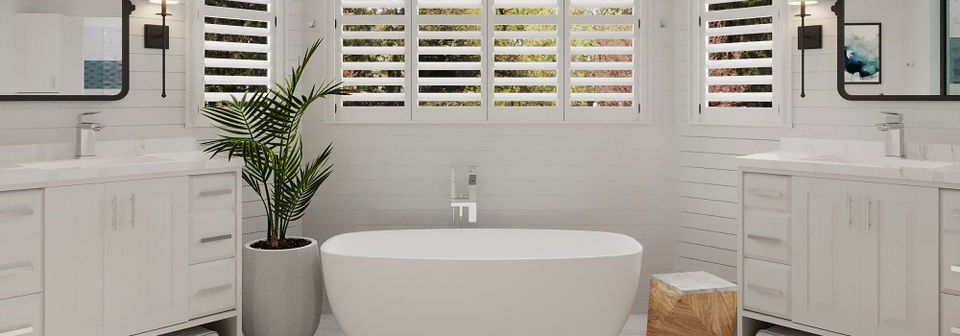 Sophisticated & Sleek Coastal Bathroom Remodel- After Rendering