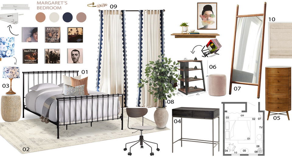 Light and Feminine Bedroom Makeover Raneem K. Moodboard 1 thumb