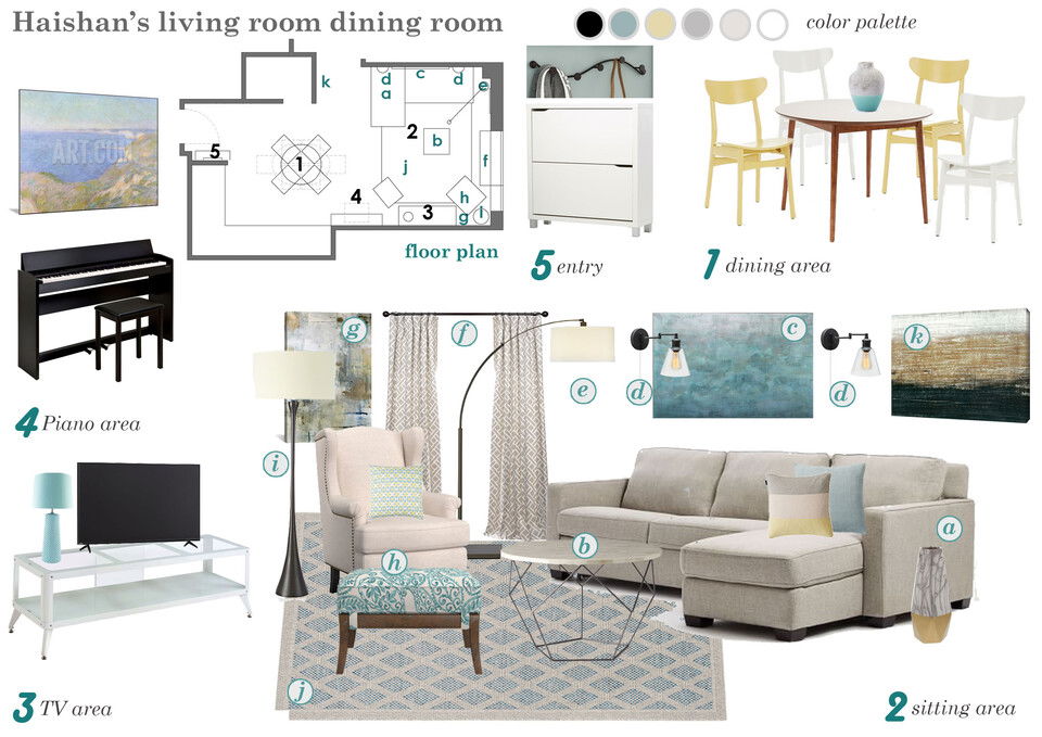 Online Designer Combined Living/Dining Interior Design Ideas