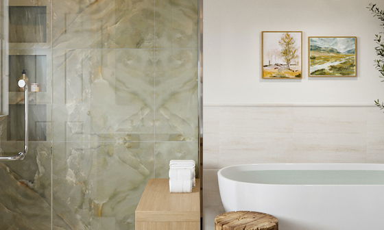 Fresh, Neutral & Comfortable Bathroom Design by interior designers in Bethesda, Maryland