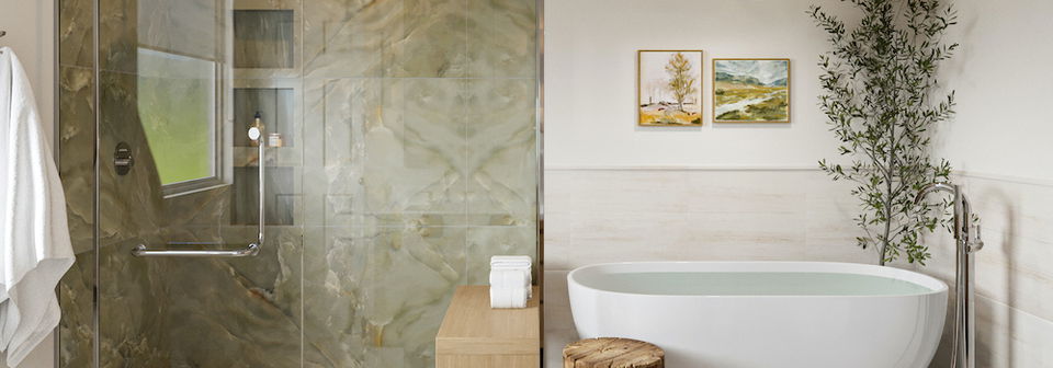 Fresh, Neutral & Comfortable Bathroom Design by interior designers in Bethesda, Maryland