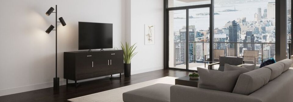 Airy Masculine Contemporary Living Room Design- After Rendering