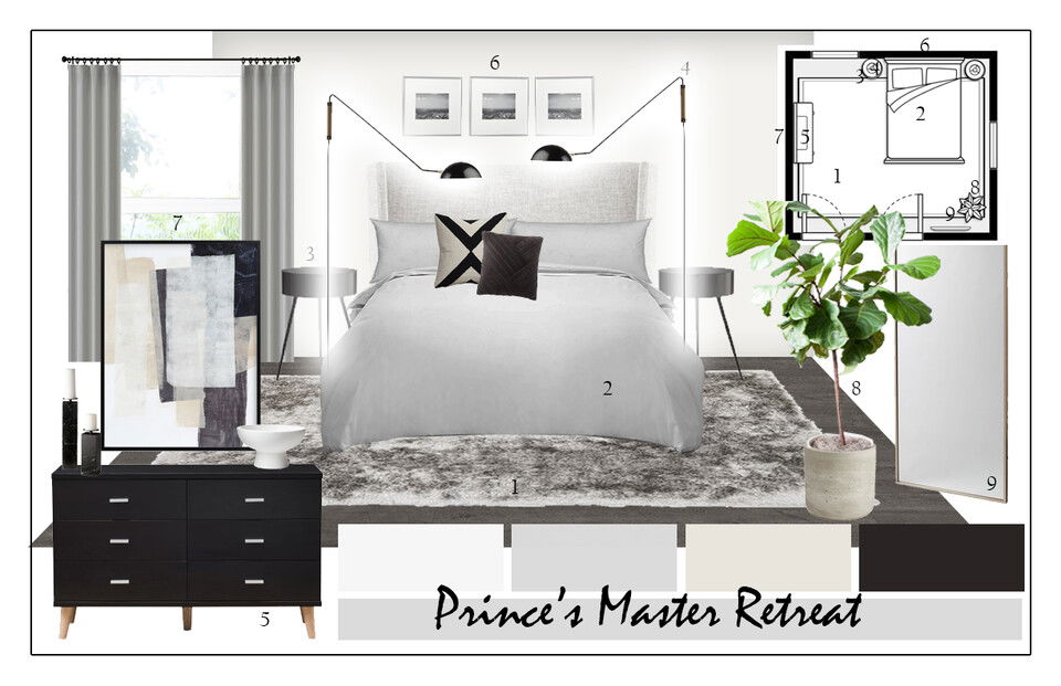 Modern Masculine Bedroom Interior Design Casey H. Moodboard 1 thumb