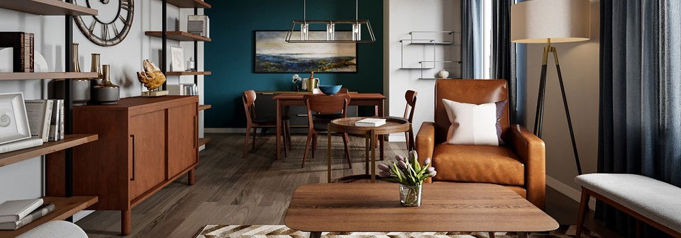 Masculine mid century modern living room hotsell