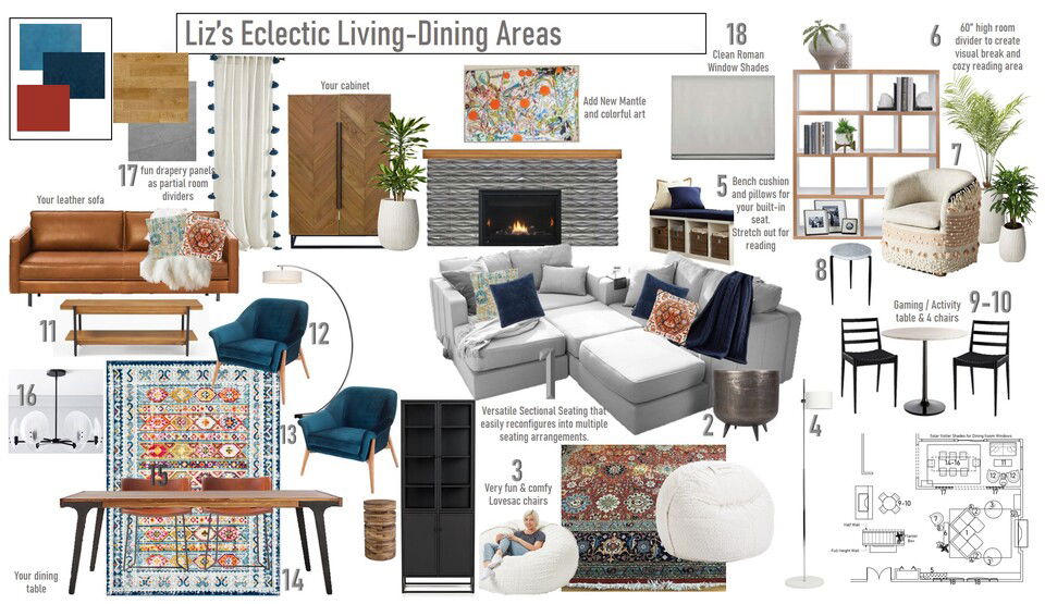 Eclectic Vaulted Ceilings Living & Dining Decor Wanda P. Moodboard 1 thumb