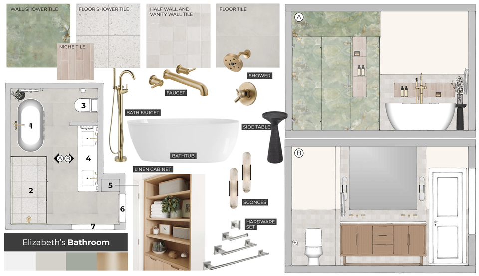 Diseño de baño fresco, neutral y cómodo Moodboard 2 de Carine C.