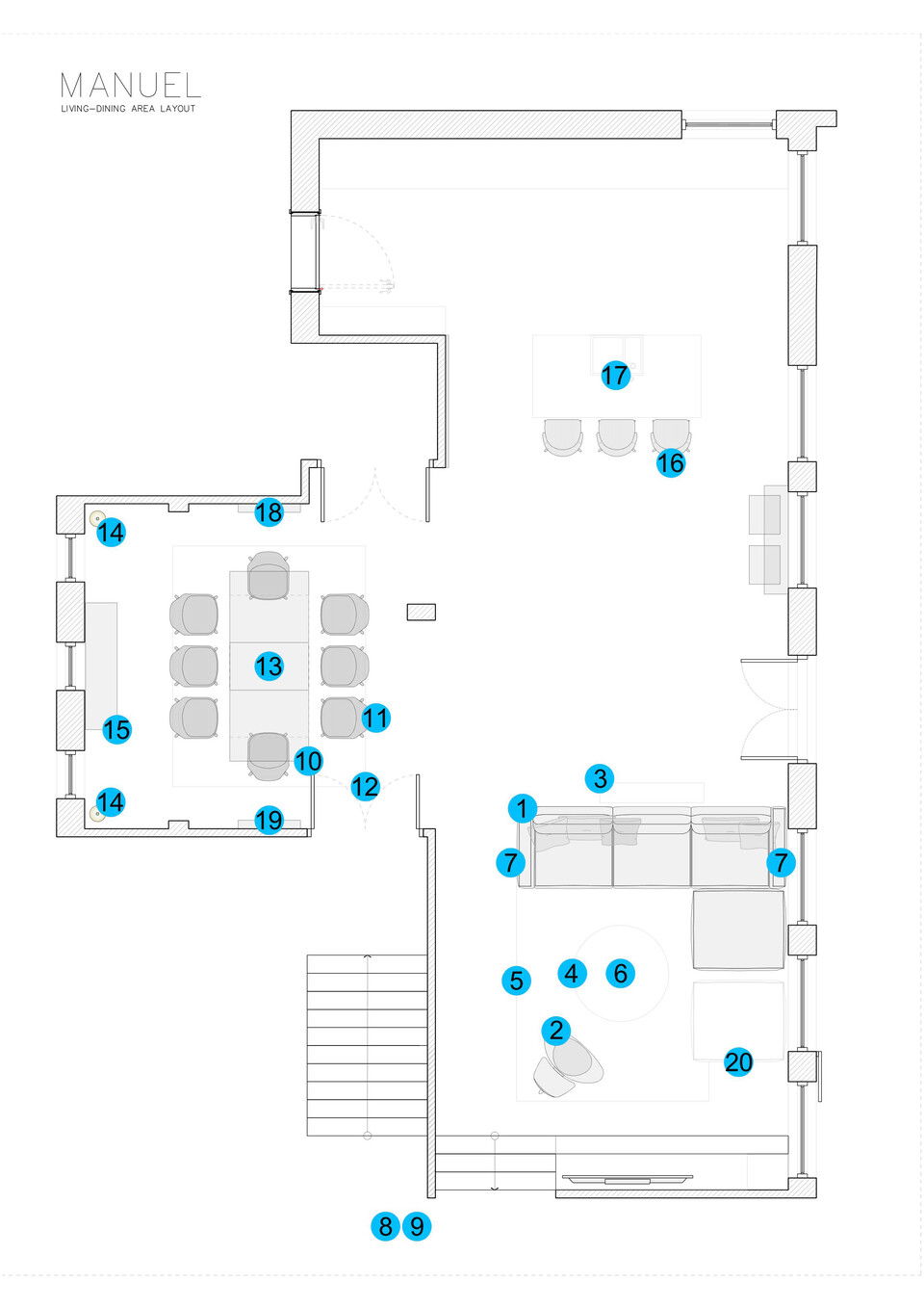 Online Designer Combined Living/Dining Floorplan