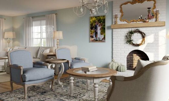 Elegant French Country Home Design by affordable New Hampshire interior designers