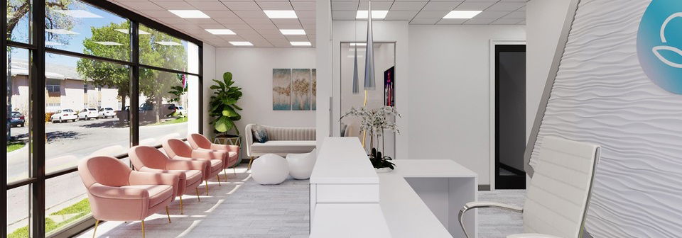 Contemporary Dental Office Front Lobby Design by interior designers in Chicago, Illinois