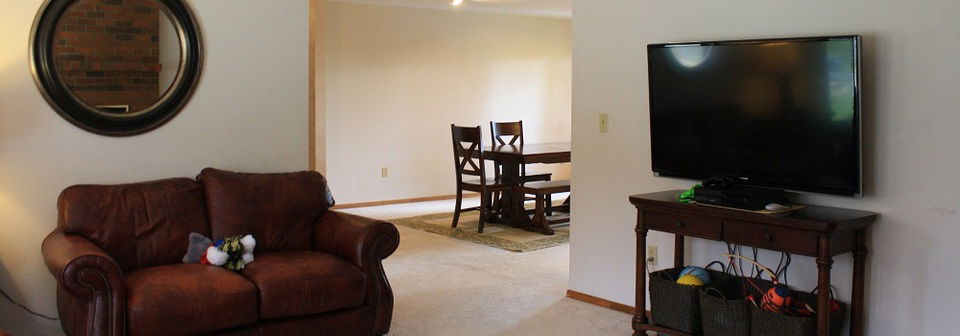 Modern Living Room and Eat-In Kitchen - Before Photo