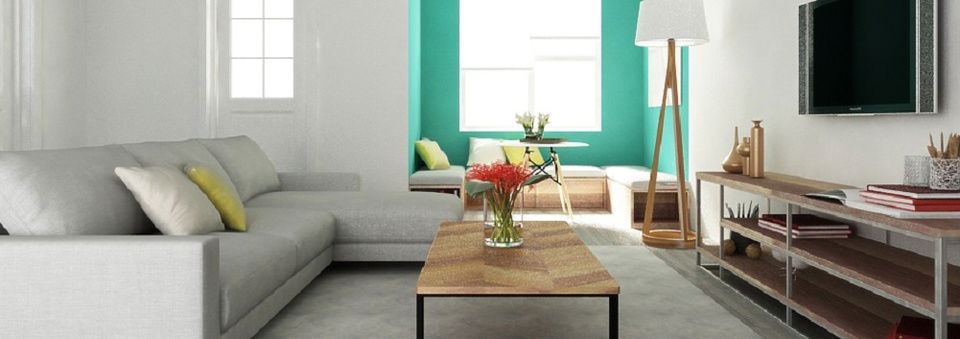 Sala de estar moderna y luminosa - Renderizado después