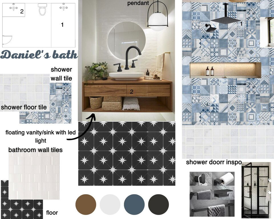 Mid-Century Modern Guest Bathroom Remodel Sahar M. Moodboard 2 thumb