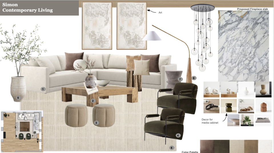 Diseño de interiores de hogar contemporáneo elegante Shameika B. Tablero de inspiración 2 miniatura
