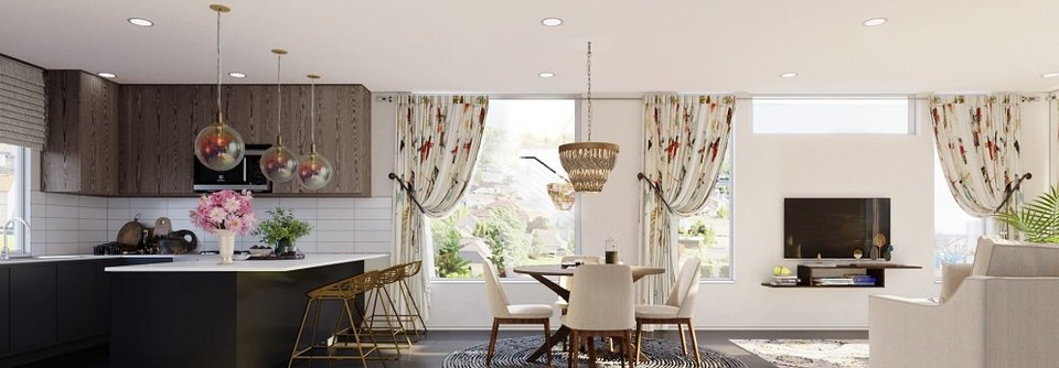 Modern Boho Living & Dining Room Design-Leah - After
