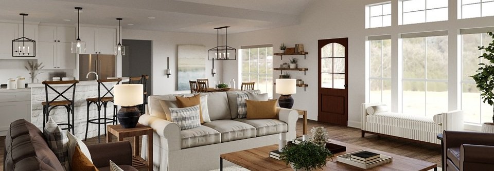 Modern Farmhouse Living & Dining Room Design-John - After