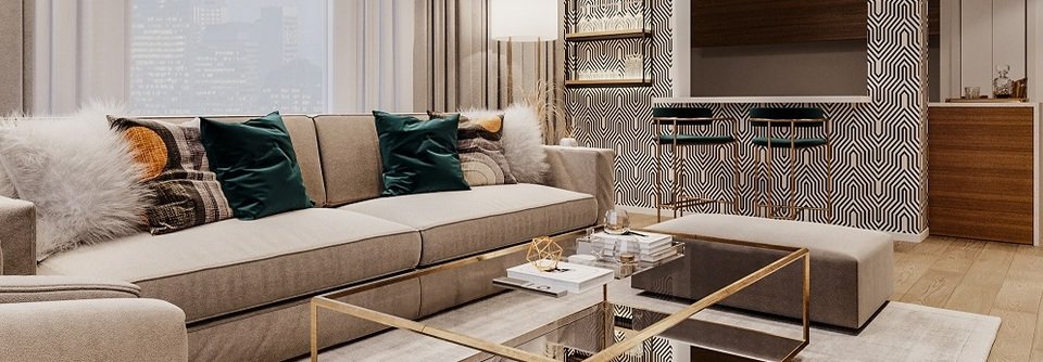 Contemporary Living Room Wallpaper Ideas-Saif - After