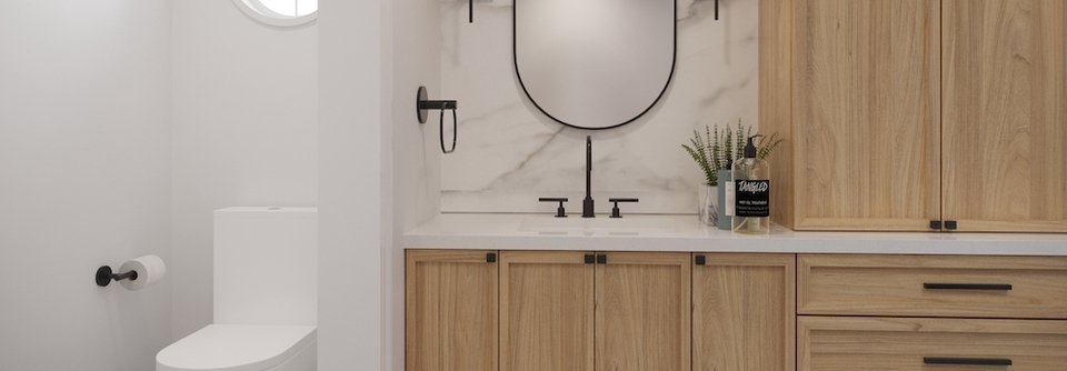 Neutral Bathroom Makeover with Stylish Wood-Oren - After