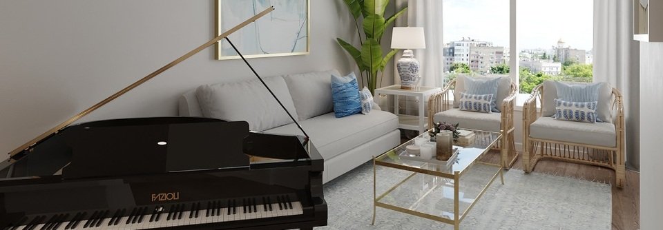 Cozy Living/Dining Combo with Baby Grand Piano-Vesna - After
