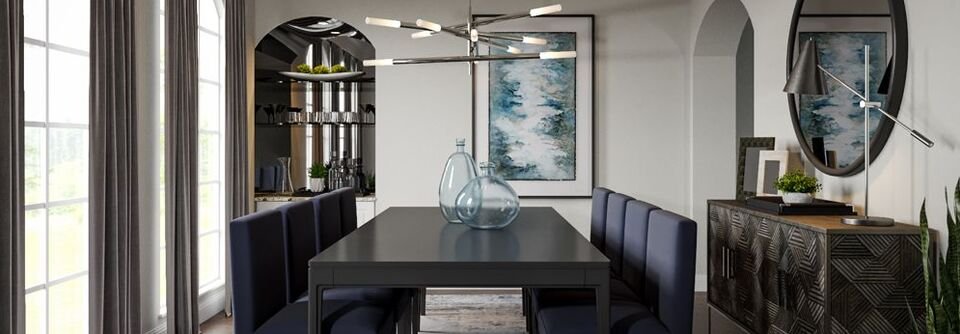Glam and Modern Abstract Dining Room-Ryan - After