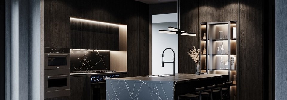 All Black Marble Kitchen Design-michael - After