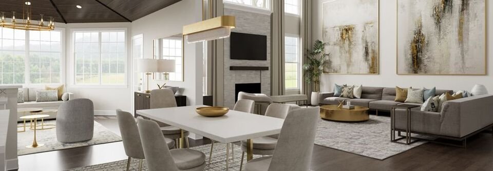 Glamorous/Elegant Living and Dining Room Design-Rehana - After