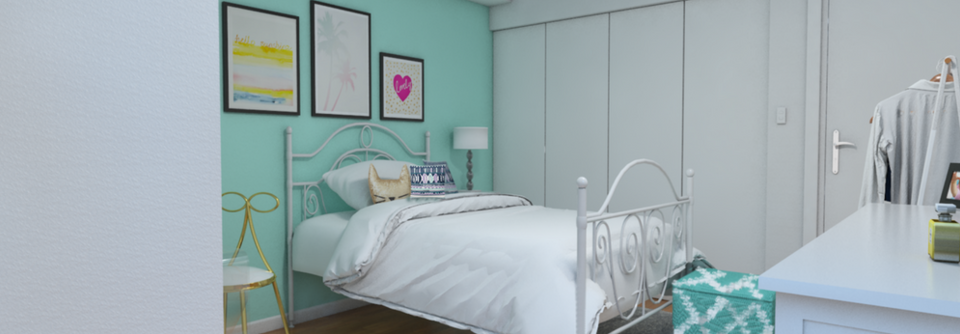 Teal Girls Bedroom Interior Design Online-Frank and Nicole - After