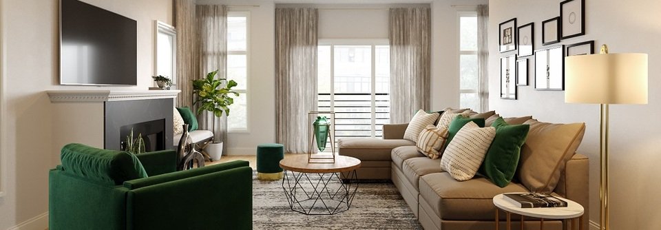 Emerald Green Accent Living Room Design-LaToya - After