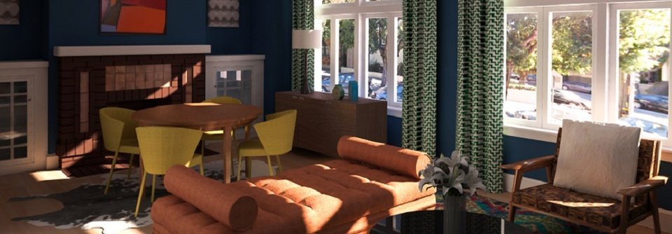 Midcentury Modern Living-Dining Room Design-Tyler - After