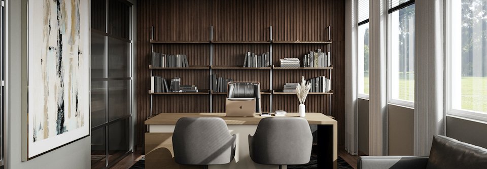 Luxurious & Masculine Home Office Design-Vivian - After