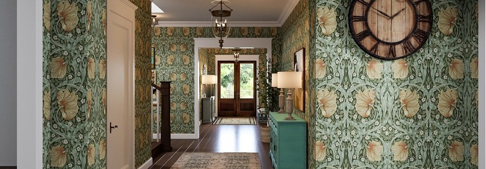 Feminine Green Eclectic Hallway Interior Design-Shannon - After