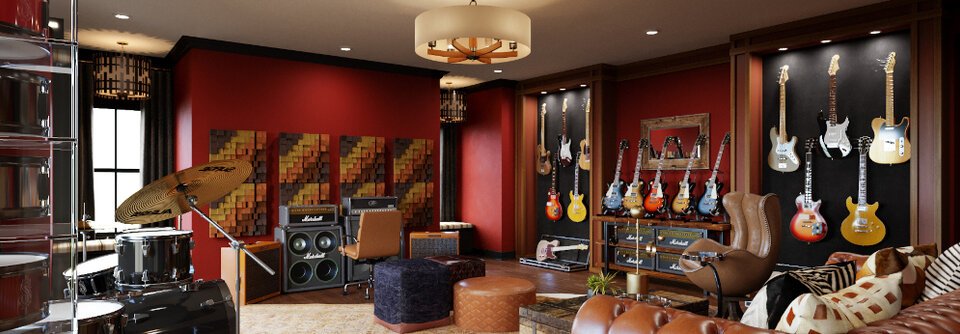 Warm and Leather inspired Music Room-Shannon - After