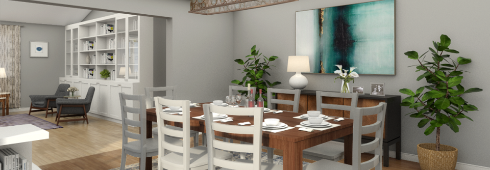 Transitional Living and Dining Room Design-Karen - After