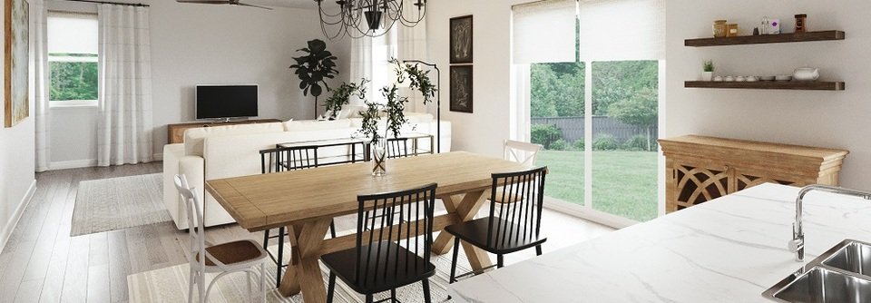 Modern Farmhouse Living & Dining Interior Design-Julie - After