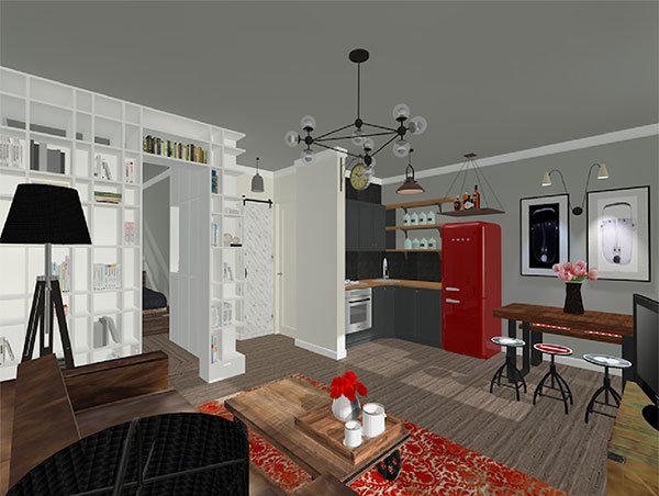 Online design Transitional Combined Living/Dining by lila n. thumbnail