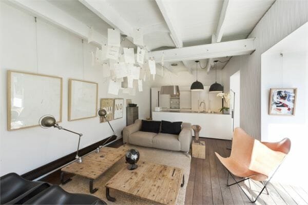 neutral eclectic living room interior design