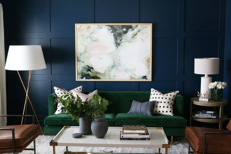winter design trends emerald sofa