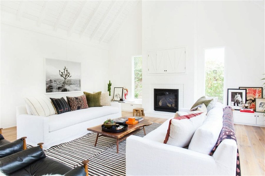 California home design white living room