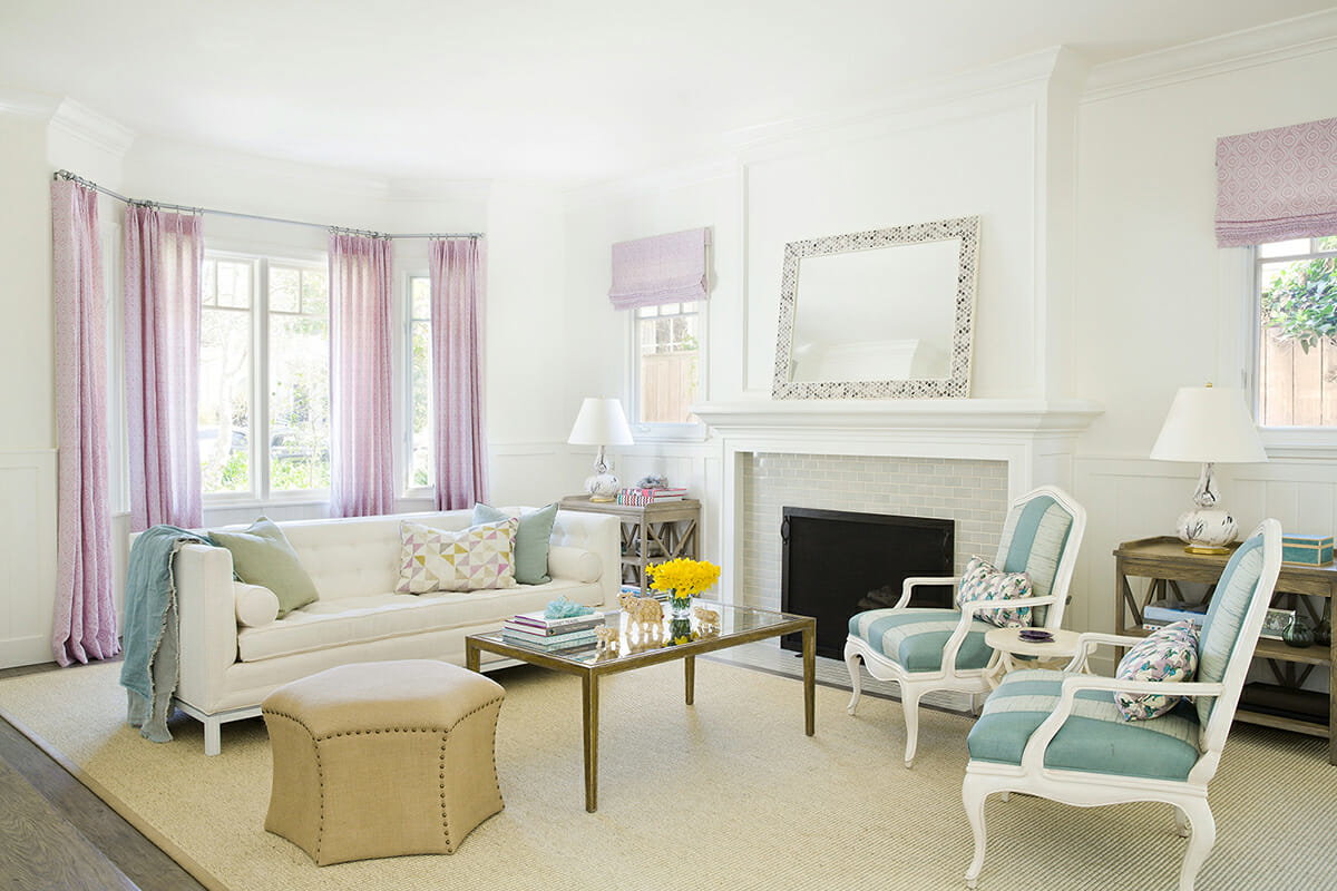 colorful transitional living room