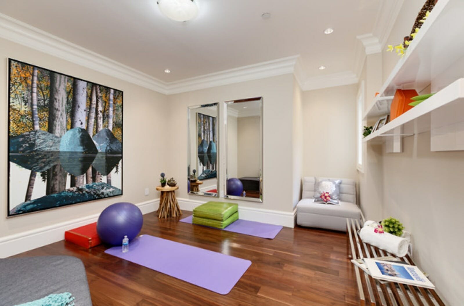 Before & After: Colorful and Calming Yoga Room Design | Decorilla