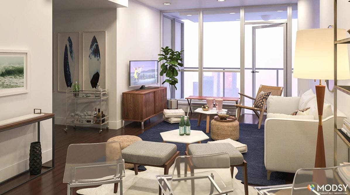 decorilla vs modsy living room 3d rendering