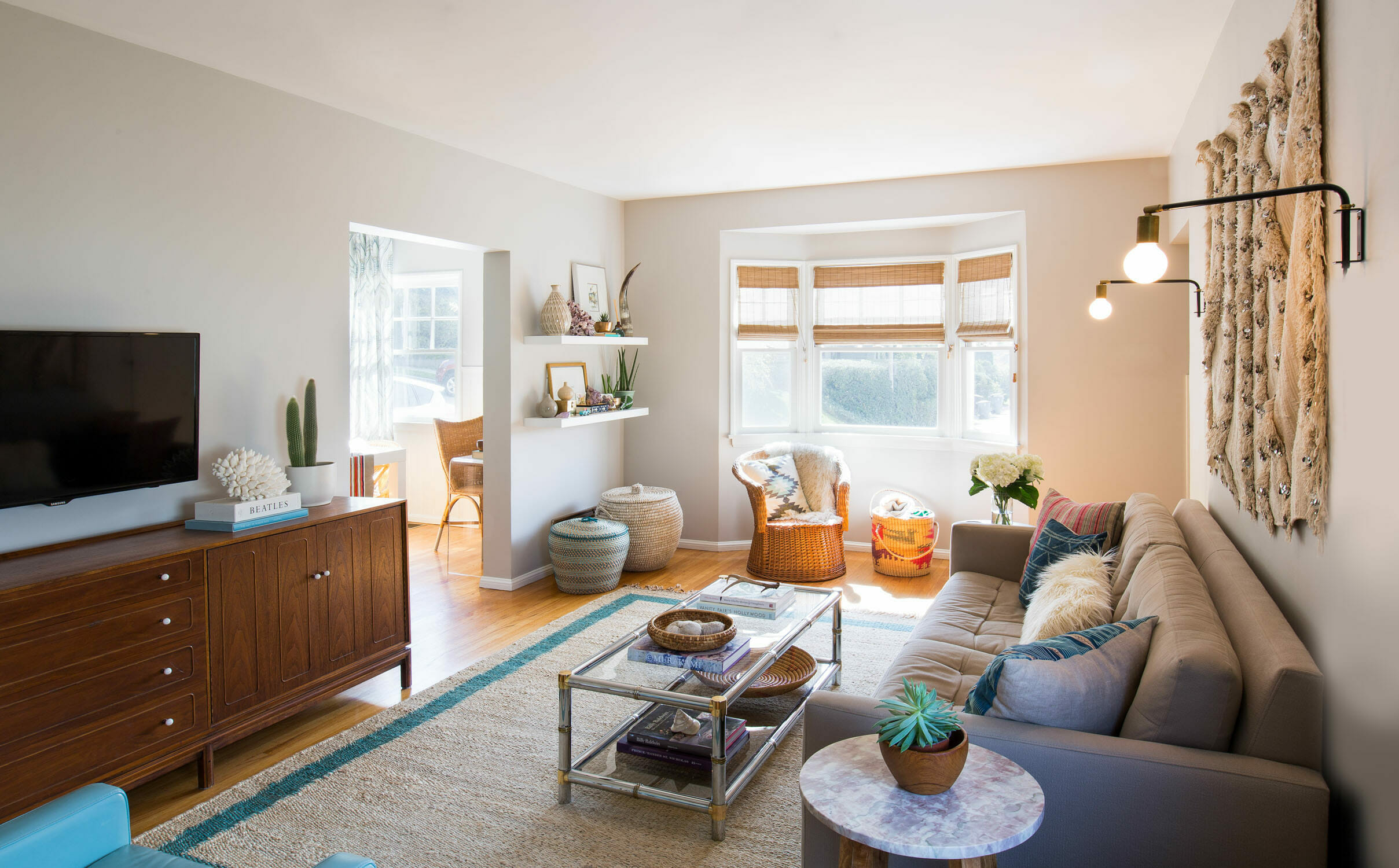 contemporary bohemian living room