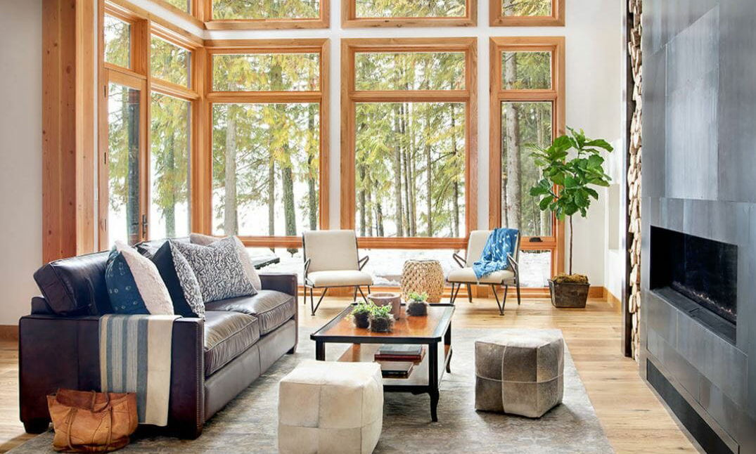 Before & After: Modern Rustic Living Room Design Online by interior decorators in Madison, Wisconsin