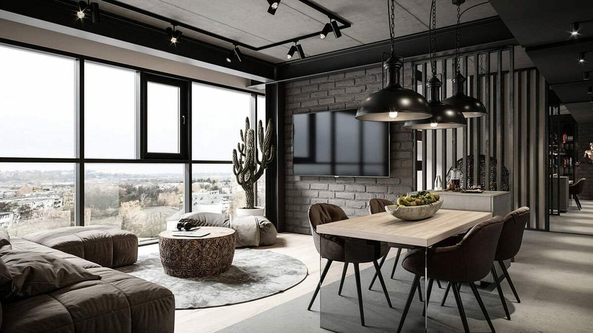 living room interior design modern industrial