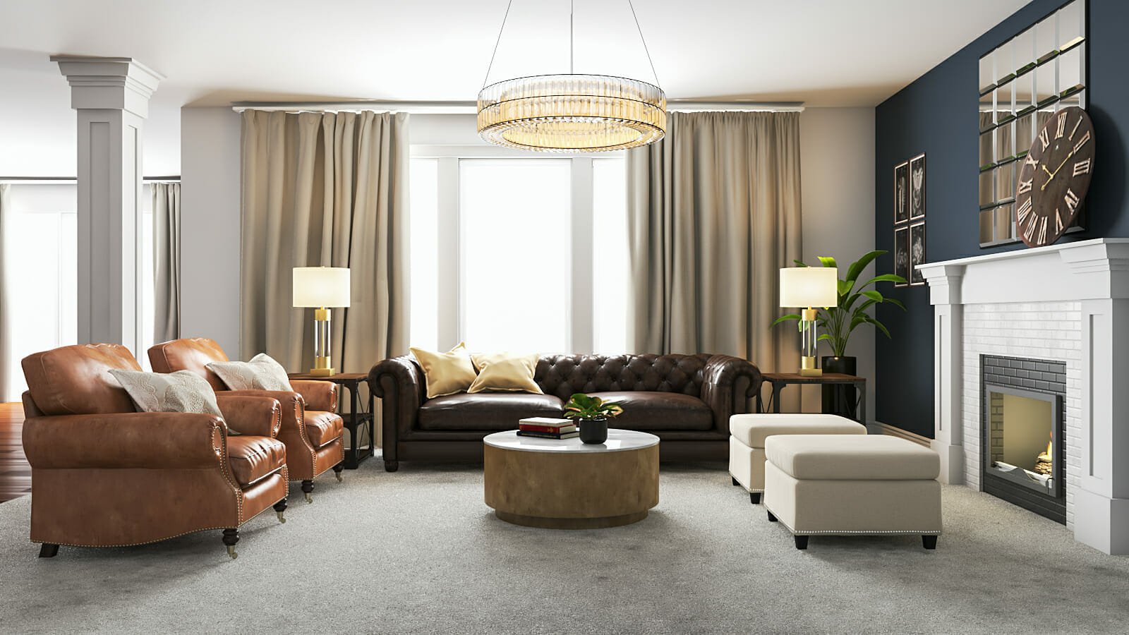 masculine living room online interior design decorilla